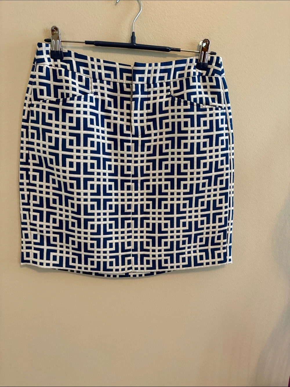 LOFT Blue and White Patterned Skirt